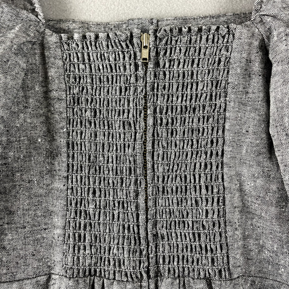 Reformation Gambino Harper Mini Dress Womens 6 Gray Puff Sleeve Smocked NWT - Picture 13 of 16